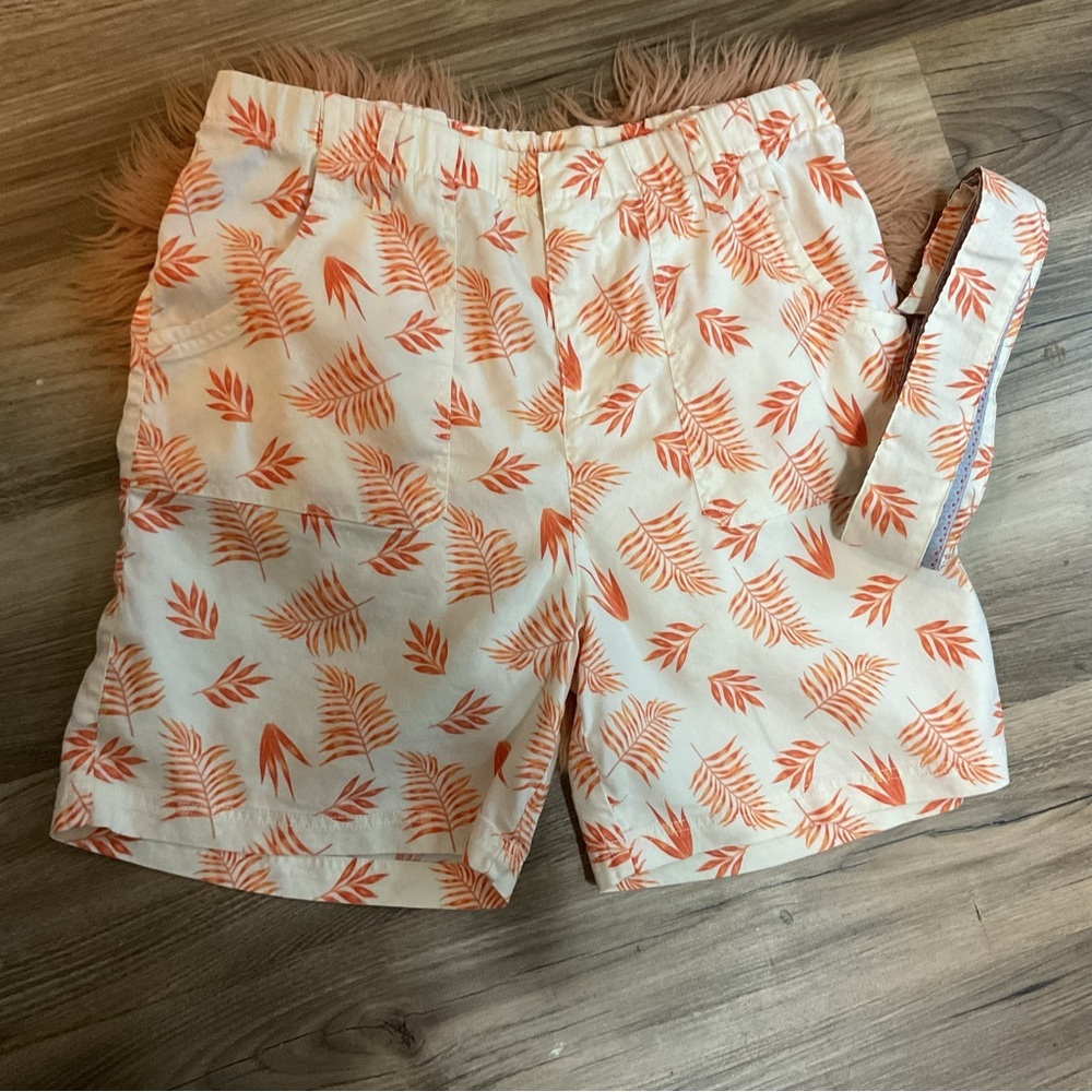 Soft Surroundings Palm Print Linen Short Size M